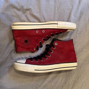 Converse Red Leather High-Top Sneakers, Men's 9/Women's 11, Excellent condition